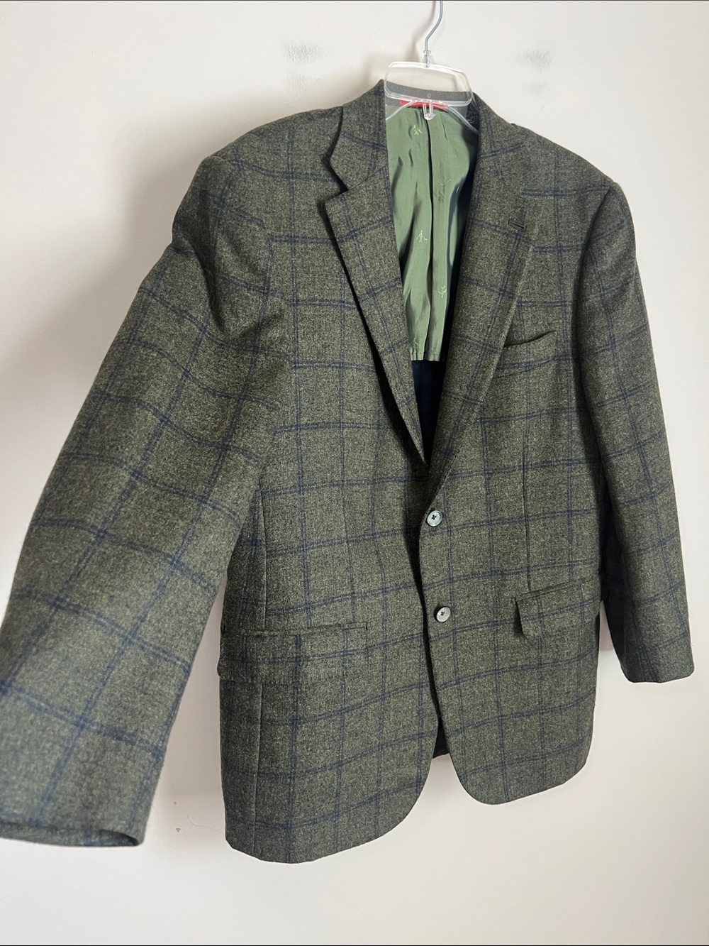ISAIA NAPOLI Check Sportcoat 42R US (52 EU) Silk Cashmere EUC Green - Picture 2 of 15